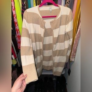 J. Crew Tan and White Striped Cardigan Size XXS Works Best for a Size XS